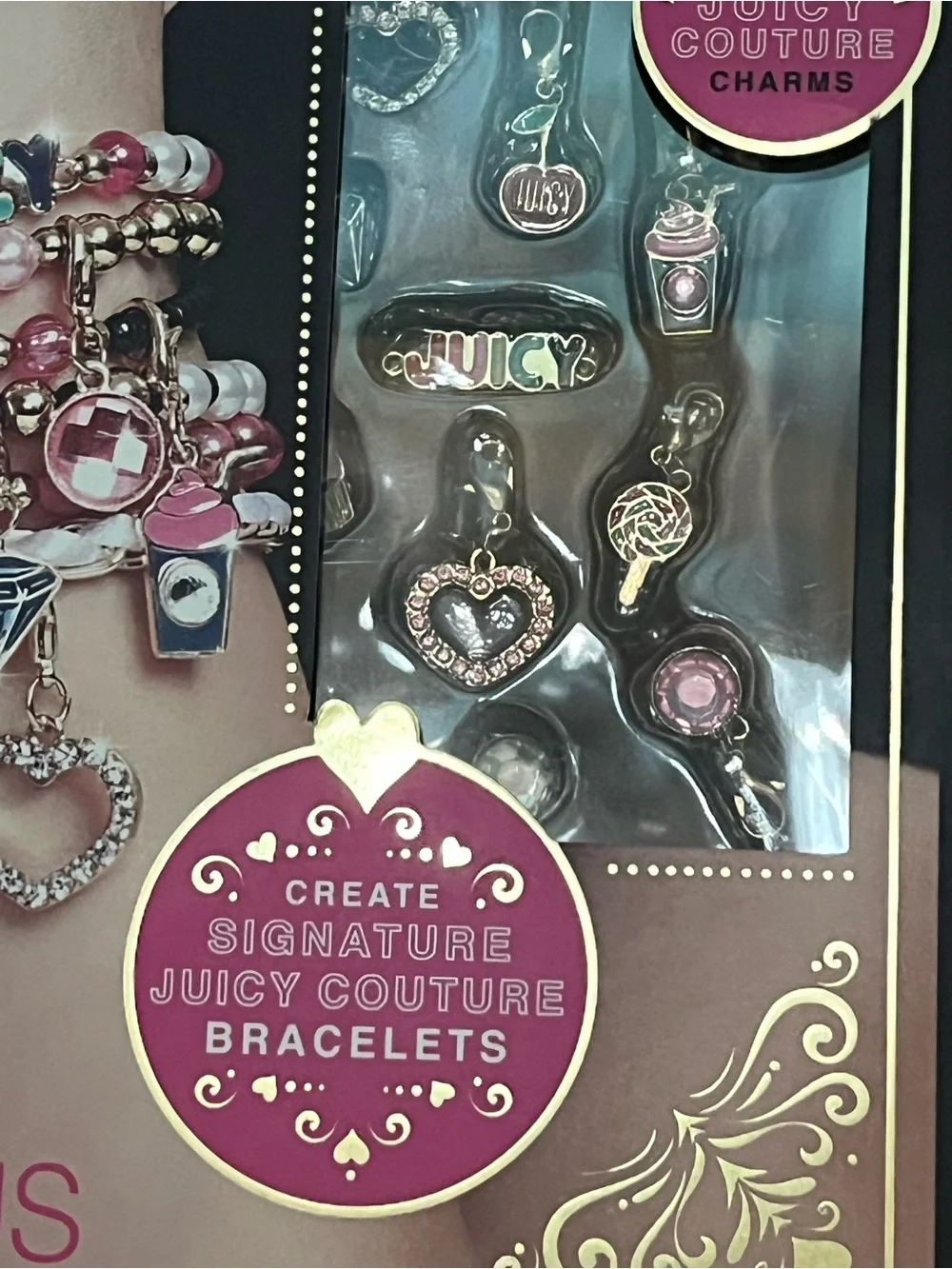 Juicy Couture Pink, White & Gold Charm Bracelet Kit